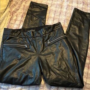 Bagatelle Black Faux Leather Pants with Zippers